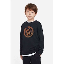 Tshirthane Pubg Public Baskılı Unisex Çocuk Siyah Sweatshirt Siyah