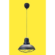 Rsylight Retro Siyah Metal Kafesli Dekoratif Tekli Kafe Mutfak Sarkıt Avize Çap:30 Cm Beyaz