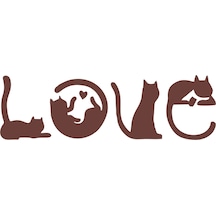 Kediler Love Araba Sticker 17x17 Cm Kahverengi