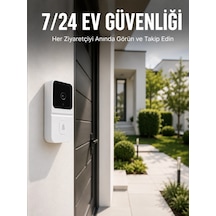 Zenvia Kablosuz Beyaz Akıllı Kapı Zili Wi-fi Bağlantılı Hd Kameralı Ev Güvenlik Sistemi Znv2026