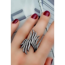 Italyan Tasarımı Zirkon Taş Detaylı Gümüş Siyah Rodajlı Lüks Yüzü