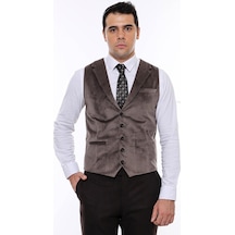 Wessi Kahverengi Ceket Yaka Slimfit Tek Yelek 001