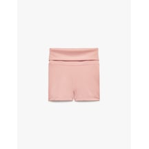 Koton Yüksek Bel Beli Lastikli Basic Kısa Tayt Pembe 6skg40172ak Gül