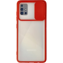 Samsung Galaxy  Uyumlu,  A71 Kılıf Palm Buzlu Kamera Sürgülü Silikon - Kırmızı