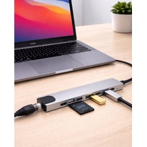 Type C Hub Çoklayıcı 8 Port Usb Hdmı Rj45 Kart Okuyucu Çok Renkli