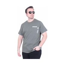 Moc Grande Mocgrande Erkek Büyük Beden Sıfır Yaka Tişört Courageous 26146 Hakı Haki