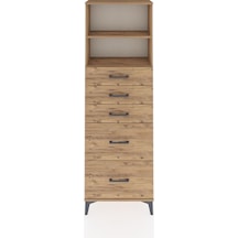 Arges Dolap 2 Raflı 5 Çekmeceli 60x30x182 Çam-çam Çam