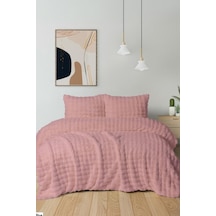 Merinos Diamond Buble Kürk Çift Kişilik Comforter Set Gül Kurusu Gül Kurusu