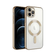 Newface Apple Uyumlu  iPhone 13 Pro Kılıf Kross Magneticsafe Kapak - Gold