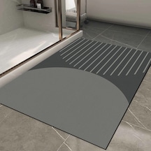 Dijital Kaymaz Yıkanabilir Banyo Mutfak Salon Paspas Halısı Trend Modern Al4004 Antrasit