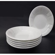 6 Adet Beyaz Oluklu Melamin Çukur Yemek Tabağı 18x3cm Pilav. Kuru N11.17774