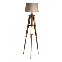 Piega Tripod Lambader Abajur Köşe Lambası Aydınlatma Ahşap Naturel Ağaç Country Dekor Masif Doğal Diğer