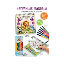Hayvanlar Mandala - 6 Renk Keçeli Kalem Ve 75 Adet Çıkartma Hediyeli 3+