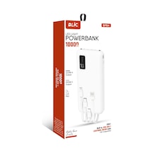 Blic Bpb4 10.000mah Led Işıklı Powerbank Beyaz 4 Cihaz Aynı Anda Şarj Dahili 3in1 Kablo BEYAZ