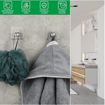 4 Adet Paslanmaz Çelik Banyo Askısı / Bornoz Askısı / Havlu Askıs Gümüş