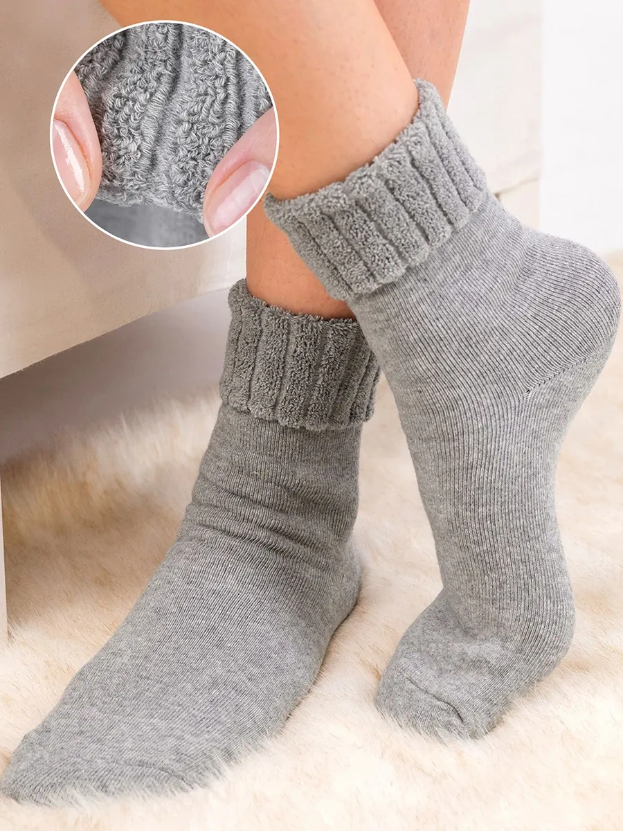 Happyfox Havlu Kumaşı Sıcak Bünyalı Çoraplar 120234674 Gri