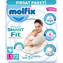 Molfix Premium Bebek Bezi Fırsat Paketi 1 Beden 2-5 Kg 72 Adet Standart