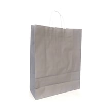 Kağıt Poşet 12x32x40 Gri Gümüş Kuşe Kağıt 5 Adet