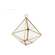 Mutluadim 12X10Cm Cam Fanus Üçgen Prizma Rose Renk Terrarium