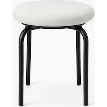 Modern 4'lü Metal Ayaklı Yuvarlak Puf Tabure Krem Kumaş Oturum 50 Cm Yükseklik Bej
