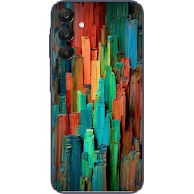 Samsung Galaxy A25 Uyumlu Dikey Renkler Baskılı Silikon Kılıf Renkli