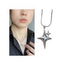 Star Silver Gotik Zincirli Kolye Çok Renkli