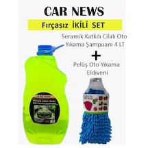 Car News Seramik Katkılı Cilalı Oto Yıkama Şampuanı 4 Lt Ve Pelüş Oto Yıkama Eldiveni