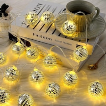 10'lu Noel Led Disko Topu Işık Mini Ayna Topu Şerit Işık İç Dış Mekan Parti Bahçe Dekoru Sarı