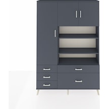Arges Dolap 9 Raflı 5 Çekmeceli 3 Kapaklı 132x30x195 Antrasit-antrasit/antrasit Antrasıt/antrasıt