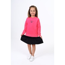 Toontoy Kız Çocuk Baskılı Elbise Fuşya