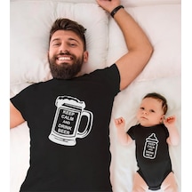 Drink Beer & Milk Baba Oğul Kız Tişört