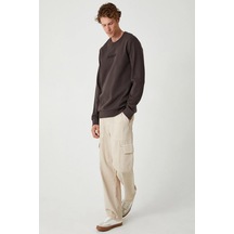 Koton Bisiklet Yaka Sweatshirt Slogan Baskılı Uzun Kollu Pamuklu İnterlok Kumaş 001