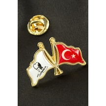 Ay - 2 - Yıldız Atatürk İmzalı Yaka - Ece-umay - Rozet Sarı