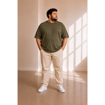 Sngl Tekstil Erkek Büyük Beden Oversize Kısa Kollu T-shirt 3xl 4xl 5xl 6xl 7xl 8xl 9xl Haki