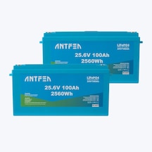 Antfea 25.6v (24V) 100ah Abs Lityum Akü Akıllı Ekran Bluetooth Lifepo4 2 Adet
