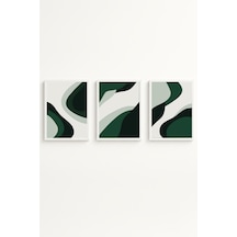 Beyaz Ahşap Çerçeveli Minimalist 3 Lü Tablo Huhu204