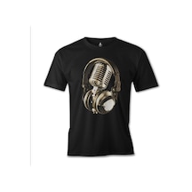 Microphone & Headphone Siyah Erkek Tshirt