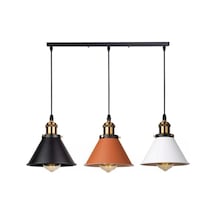 Retro Masa Üstü 3 Lü Bakır Siyah Beyaz Rustik Metal Sarkıt Avize 60 Cm Diğer