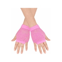 80 Ler - 865 - 90 Lar Retro Neon Pembe File Parmaksız Kısa Eldiven - Shopgpt - 11 Cm