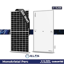 Alfa Solar 550 Watt Güneş Paneli Half Cut Monokristal Perc 144 Hücreli A+ Class