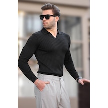 Siyah Polo Yaka Çizgili Uzun Kollu Erkek Kazak 7289 Siyah Siyah Polo Yaka Çizgili Uzun Kollu Erkek Kazak 7289 Siyah