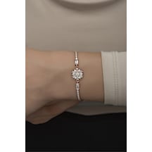 Nereze 925 Ayar Gümüş Rose Suyolu Çiçek Bileklik