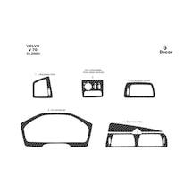 Volvo V70 Uyumlu Torpido Kaplama 2000-2005 6 Parça Karbon
