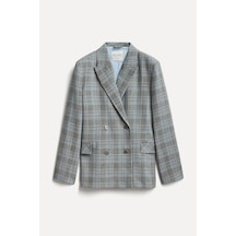 Mudo Kadın Kadın Gri Ekoseli Oversize Blazer Ceket 1271904