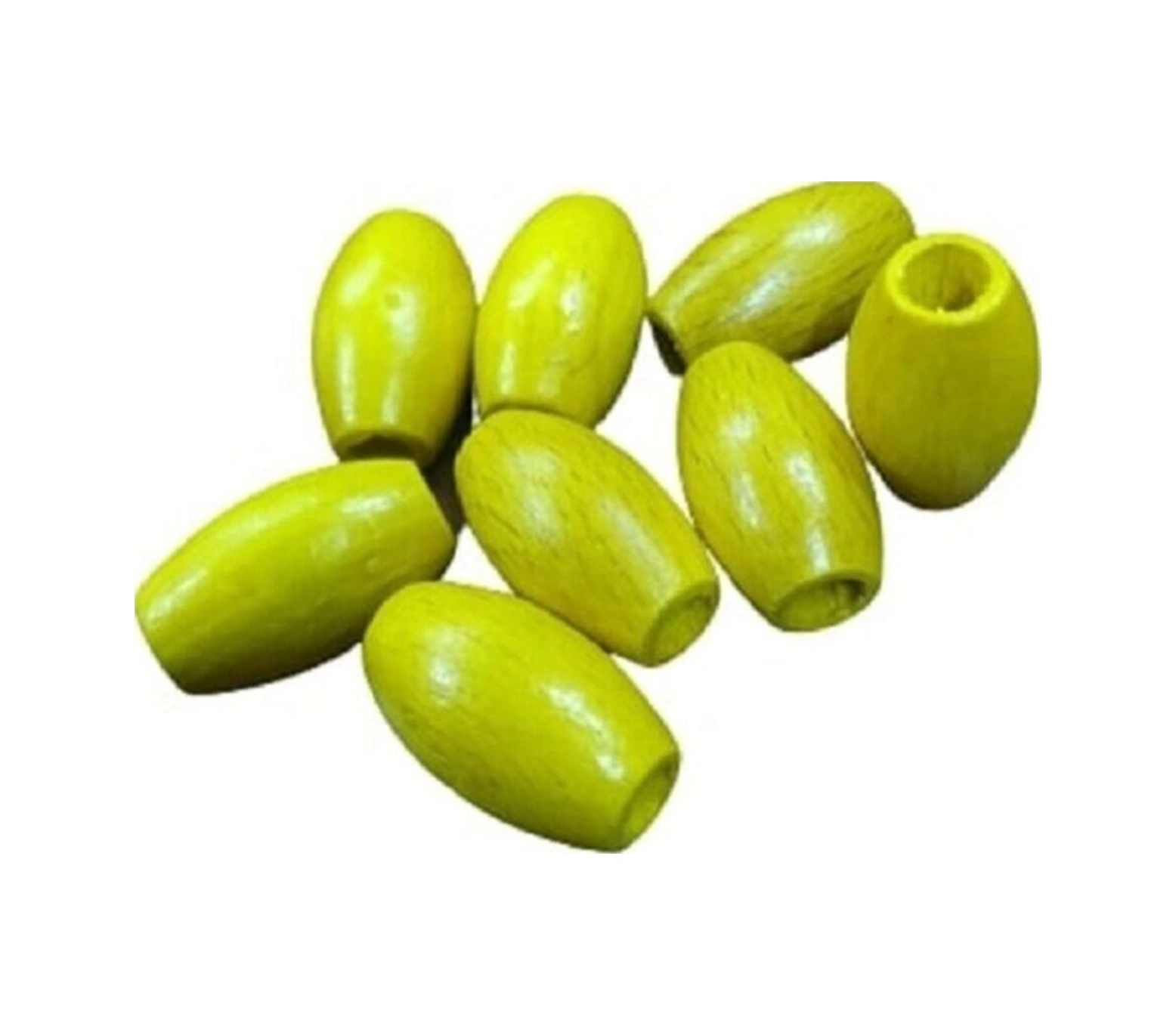 20 Mm Sarı Oval Ahşap Boncuk - 50 Adet