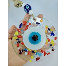 Renkli Nazar Boncuğu 12cm El Yapımı Cam Duvar Dekoru