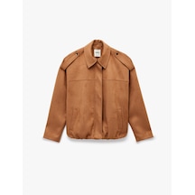 Koton Uzun Kollu Cepli Suni Süet Oversize Bomber Ceket Deve Tüyü 6wak20419ew Taba
