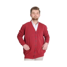 Mode Xl Büyük Beden Erkek Hırka Düğmeli Double Face 20551 Bordo 001