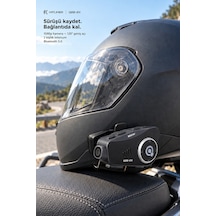 Q28-2x Bluetooth 5.0 Motosiklet İnterkom Kulaklığı 500 M, 2 Kişilik, Ipx6, 1500 Mah, 50 Saat Konuşma - Siyah