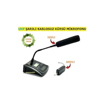 Uhf Telsiz Kablosuz Kürsü Mikrofonu Şarjlı-ışıklı-kaliteli Ses